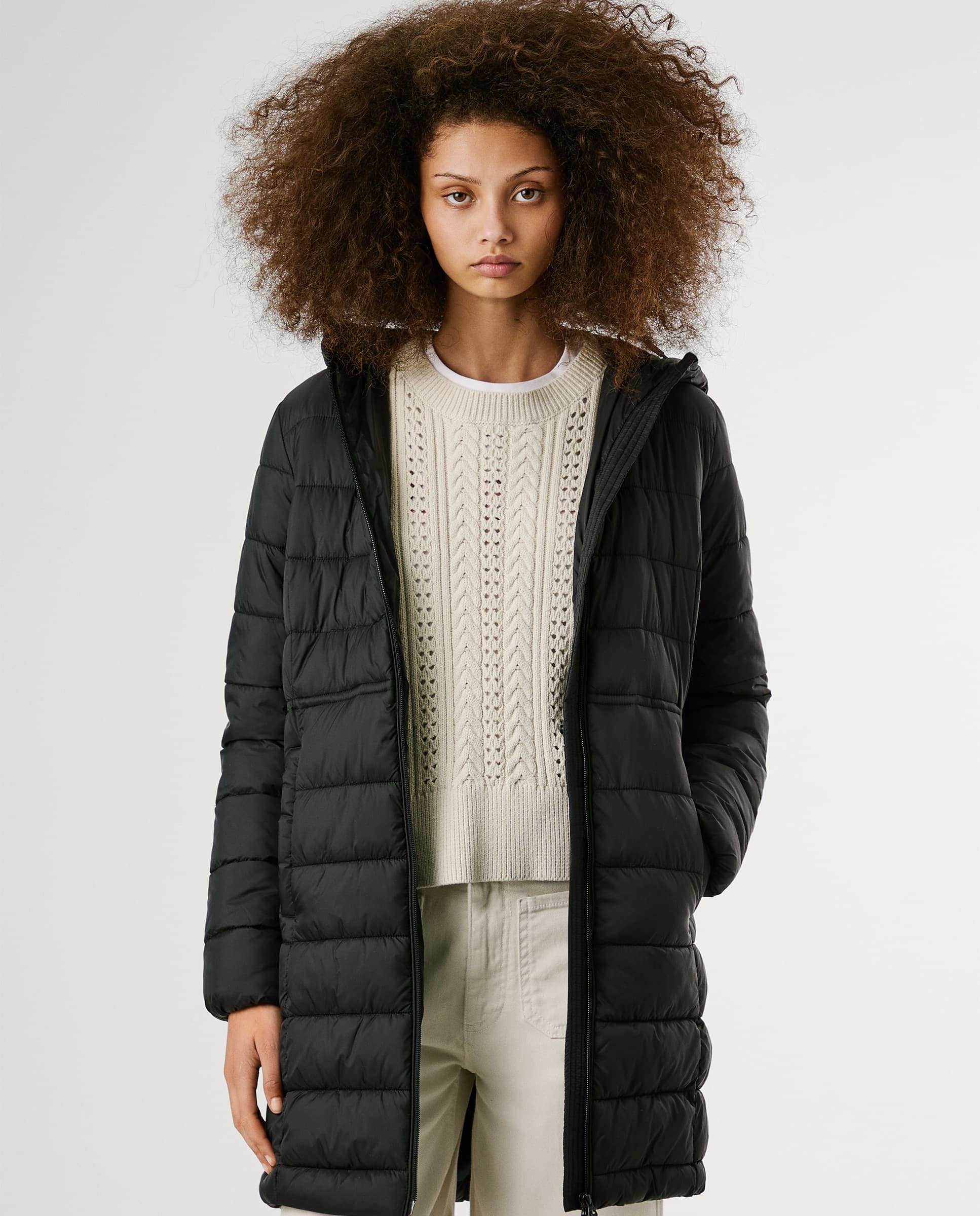 Pepe Jeans Plumífero largo de mujer impermeable con capucha